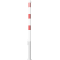 Barrier posts | Steel tube  60 x 2,5 mm | removable | for padlock | hot-dip galvanized and white coated withthree red reflecting stripes | with 1 eyelet